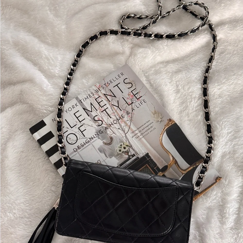 Authentic CHANEL Lambskin Matelasse wallet on chain crossbody bag